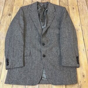 Hart Schaffner Marx Blazer Jacket Mens Grey Herringbone Wool Sport Coat